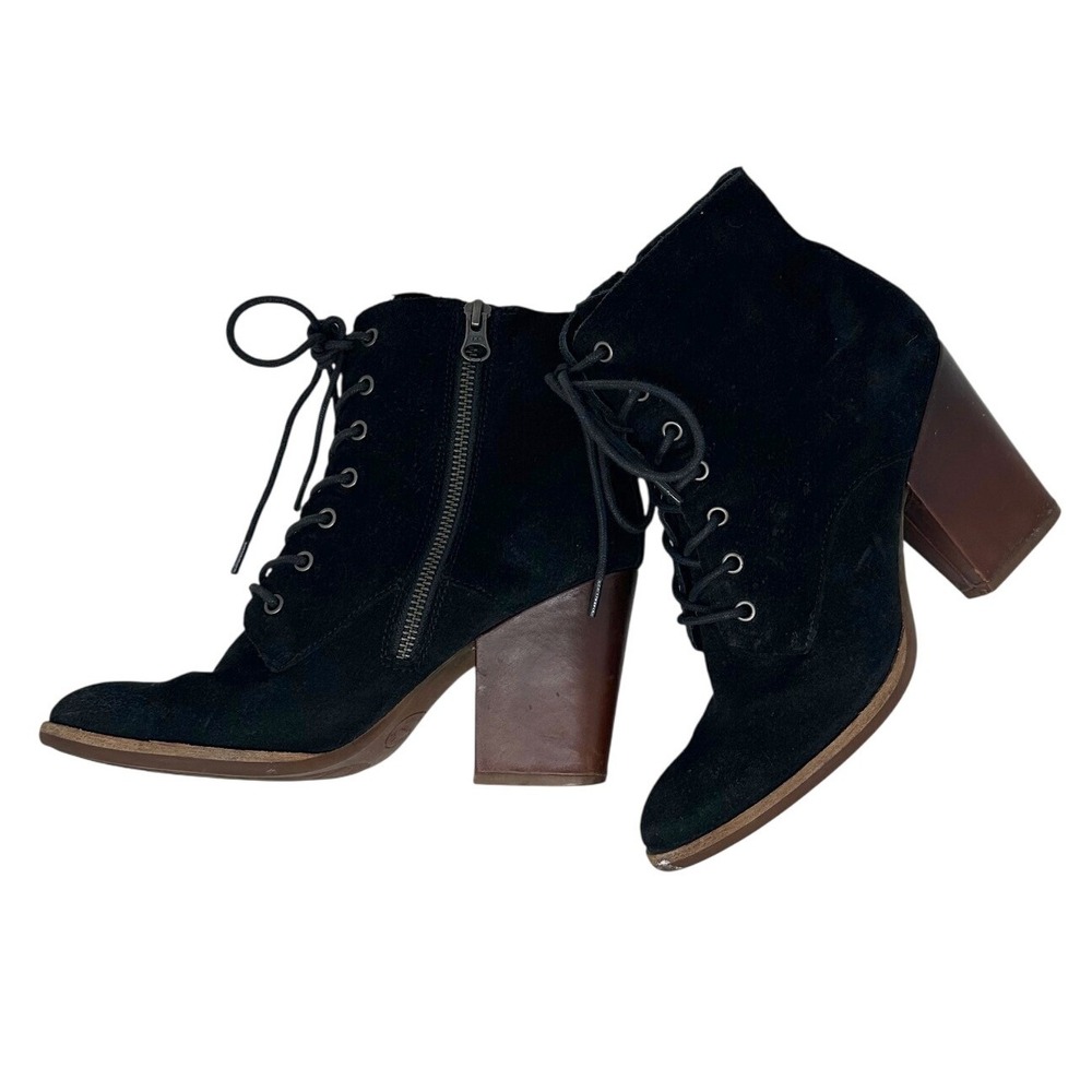 Kork Ease Elfa Lace Up Suede Ankle Bootie Black 7.5